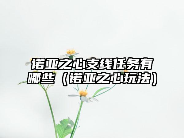 诺亚之心支线任务有哪些（诺亚之心玩法）