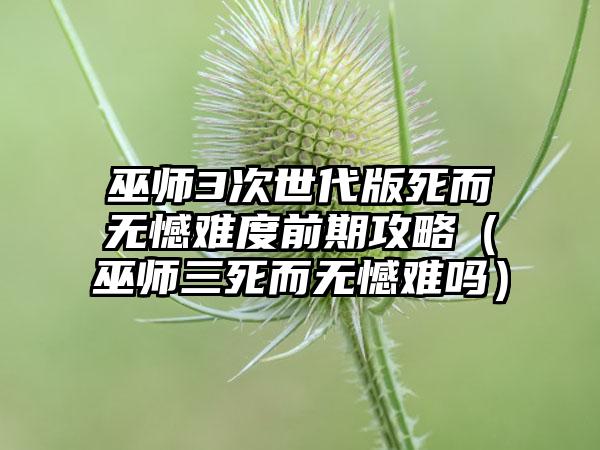 巫师3次世代版死而无憾难度前期攻略（巫师三死而无憾难吗）