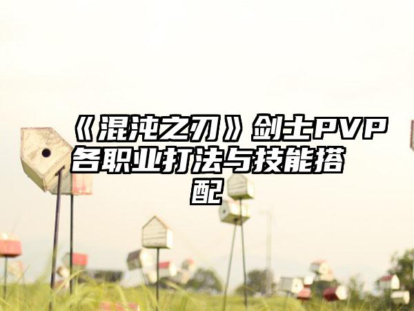 《混沌之刃》剑士PVP各职业打法与技能搭配