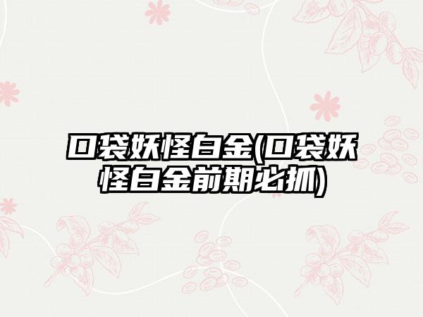 口袋妖怪白金(口袋妖怪白金前期必抓)