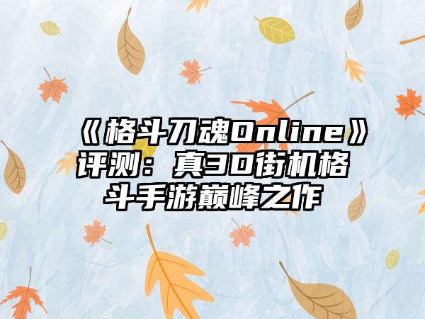 《格斗刀魂Online》评测：真3D街机格斗手游巅峰之作