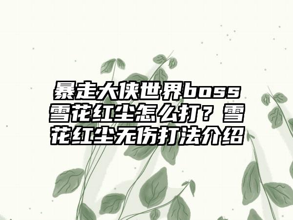 暴走大侠世界boss雪花红尘怎么打？雪花红尘无伤打法介绍