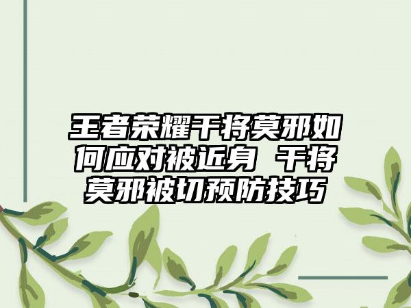 王者荣耀干将莫邪如何应对被近身 干将莫邪被切预防技巧