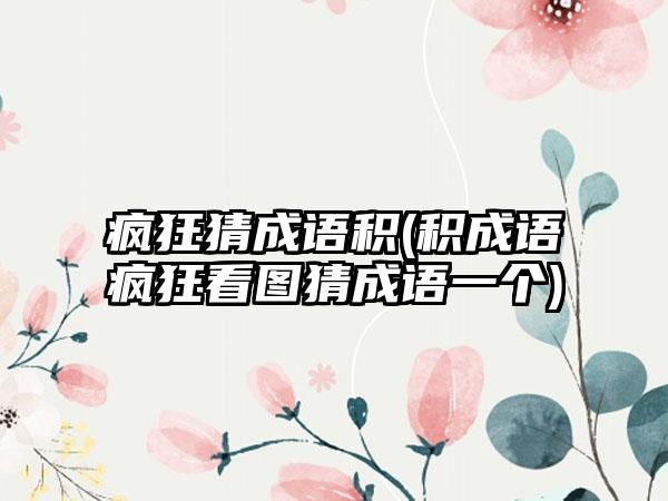 疯狂猜成语积(积成语疯狂看图猜成语一个)