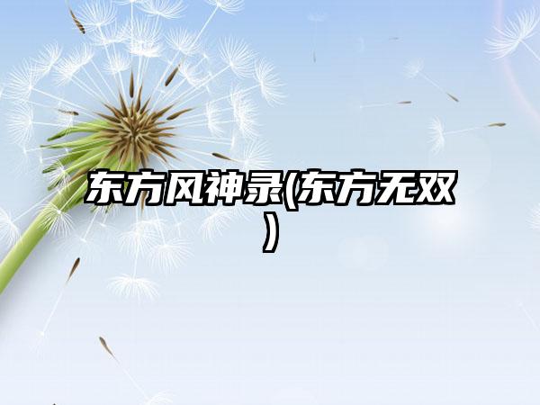 东方风神录(东方无双)