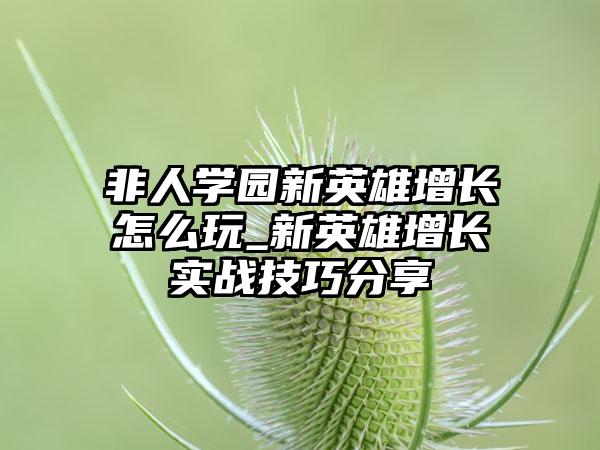 非人学园新英雄增长怎么玩_新英雄增长实战技巧分享