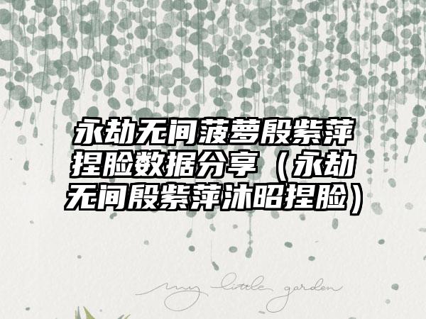 永劫无间菠萝殷紫萍捏脸数据分享（永劫无间殷紫萍沐昭捏脸）