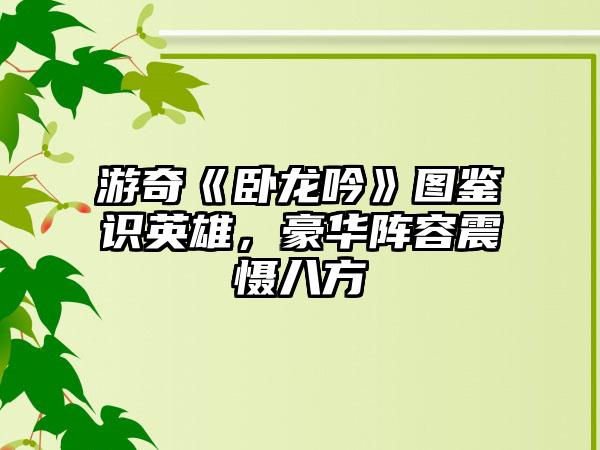 游奇《卧龙吟》图鉴识英雄，豪华阵容震慑八方