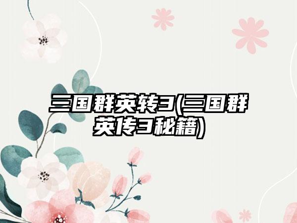 三国群英转3(三国群英传3秘籍)