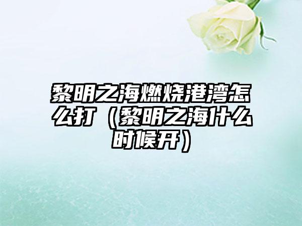 黎明之海燃烧港湾怎么打（黎明之海什么时候开）