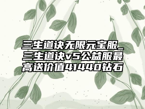 三生道诀无限元宝服_三生道诀v5公益服最高送价值41440钻石