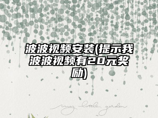 波波视频安装(提示我波波视频有20元奖励)
