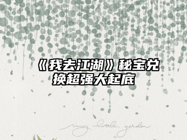 《我去江湖》秘宝兑换超强大起底