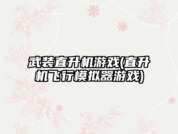 武装直升机游戏(直升机飞行模拟器游戏)