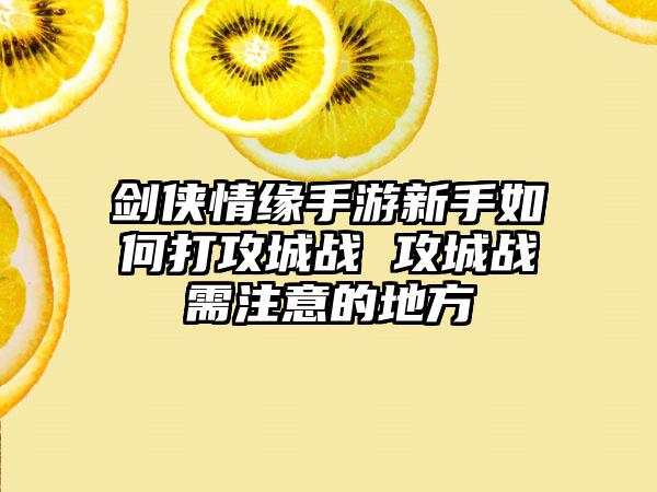 剑侠情缘手游新手如何打攻城战 攻城战需注意的地方