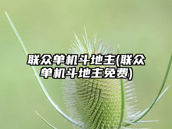 联众单机斗地主(联众单机斗地主免费)