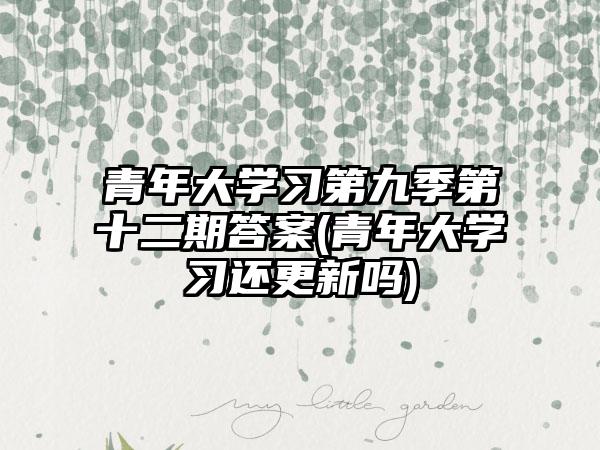 青年大学习第九季第十二期答案(青年大学习还更新吗)