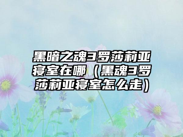 黑暗之魂3罗莎莉亚寝室在哪（黑魂3罗莎莉亚寝室怎么走）
