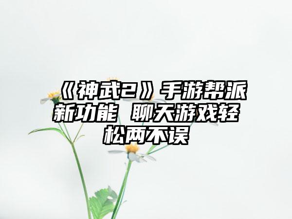 《神武2》手游帮派新功能 聊天游戏轻松两不误