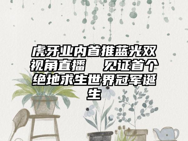 虎牙业内首推蓝光双视角直播  见证首个绝地求生世界冠军诞生