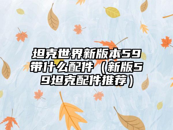 坦克世界新版本59带什么配件（新版59坦克配件推荐）