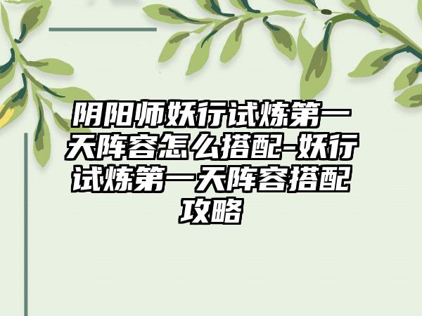 阴阳师妖行试炼第一天阵容怎么搭配-妖行试炼第一天阵容搭配攻略