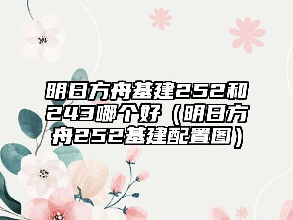 明日方舟基建252和243哪个好（明日方舟252基建配置图）