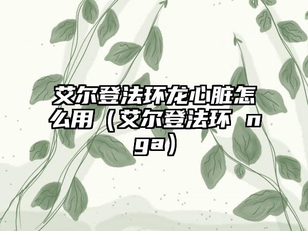 艾尔登法环龙心脏怎么用（艾尔登法环 nga）