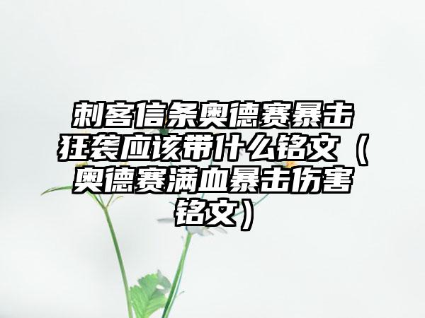 刺客信条奥德赛暴击狂袭应该带什么铭文（奥德赛满血暴击伤害铭文）