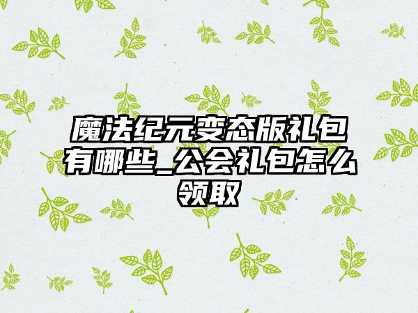 魔法纪元变态版礼包有哪些_公会礼包怎么领取