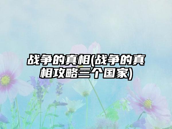 战争的真相(战争的真相攻略三个国家)