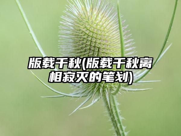 版载千秋(版载千秋离相寂灭的笔划)