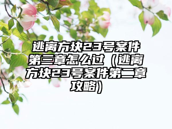 逃离方块23号案件第三章怎么过（逃离方块23号案件第二章攻略）