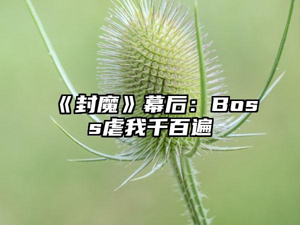 《封魔》幕后：Boss虐我千百遍