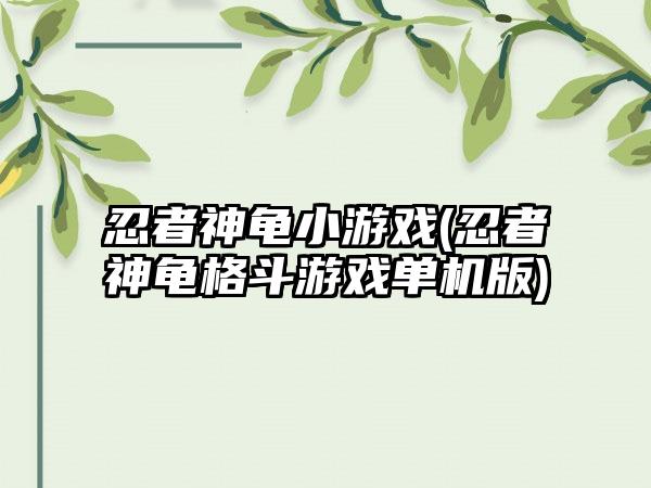 忍者神龟小游戏(忍者神龟格斗游戏单机版)