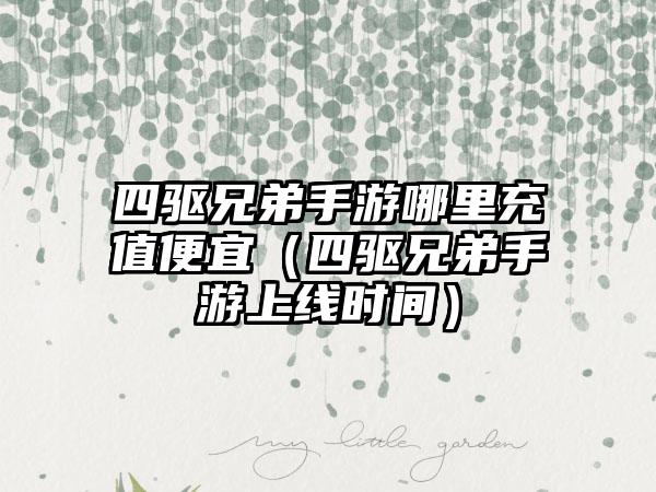 四驱兄弟手游哪里充值便宜（四驱兄弟手游上线时间）