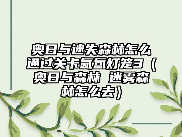 奥日与迷失森林怎么通过关卡氤氲灯笼3（奥日与森林 迷雾森林怎么去）