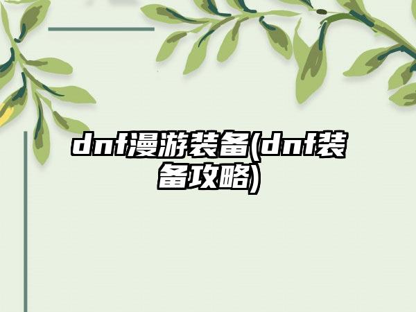 dnf漫游装备(dnf装备攻略)