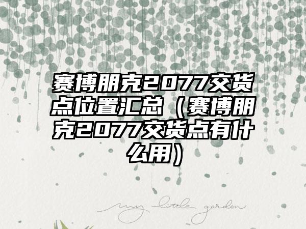赛博朋克2077交货点位置汇总（赛博朋克2077交货点有什么用）