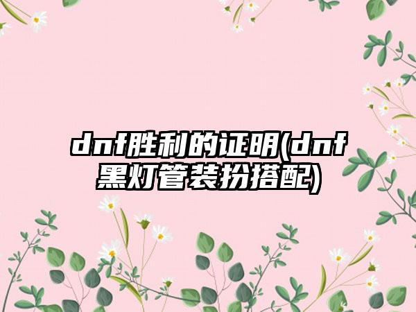 dnf胜利的证明(dnf黑灯管装扮搭配)