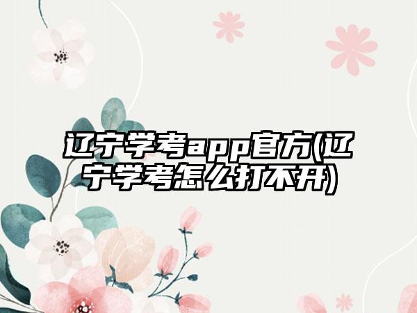 辽宁学考app官方(辽宁学考怎么打不开)