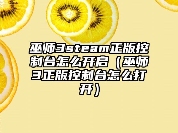 巫师3steam正版控制台怎么开启（巫师3正版控制台怎么打开）