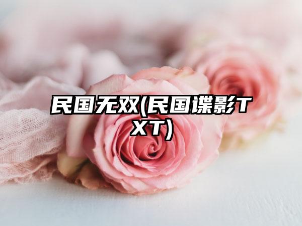 民国无双(民国谍影TXT)