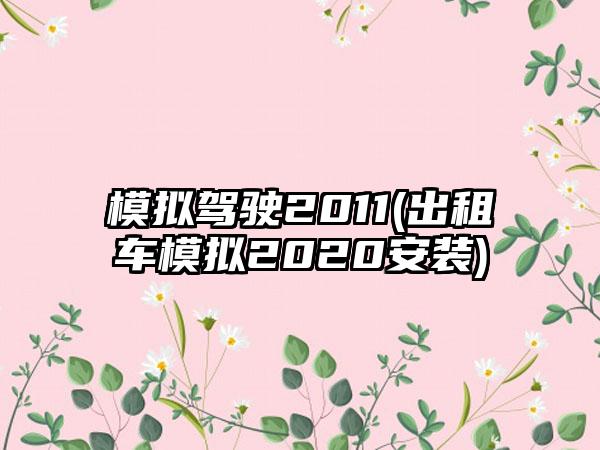 模拟驾驶2011(出租车模拟2020安装)