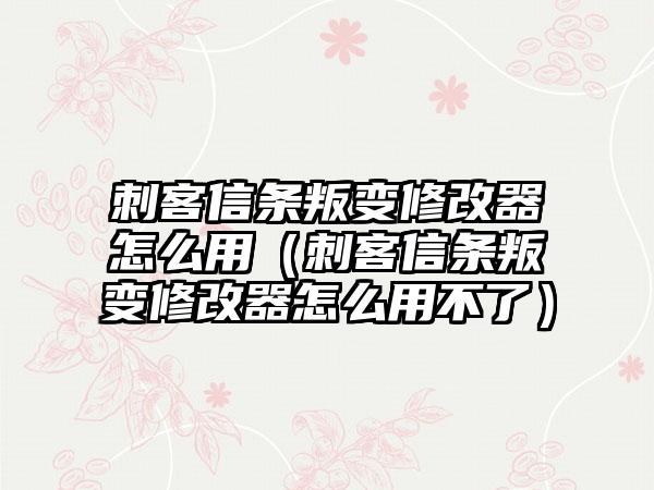 刺客信条叛变修改器怎么用（刺客信条叛变修改器怎么用不了）