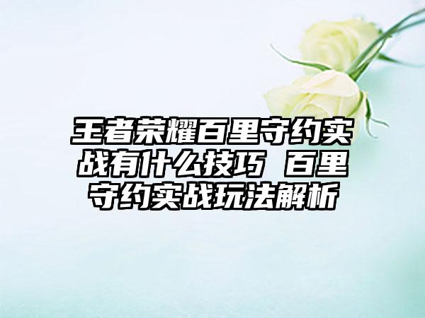 王者荣耀百里守约实战有什么技巧 百里守约实战玩法解析