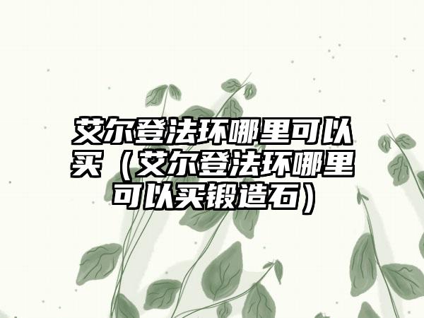 艾尔登法环哪里可以买（艾尔登法环哪里可以买锻造石）