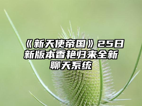 《新天使帝国》25日新版本香艳归来全新聊天系统