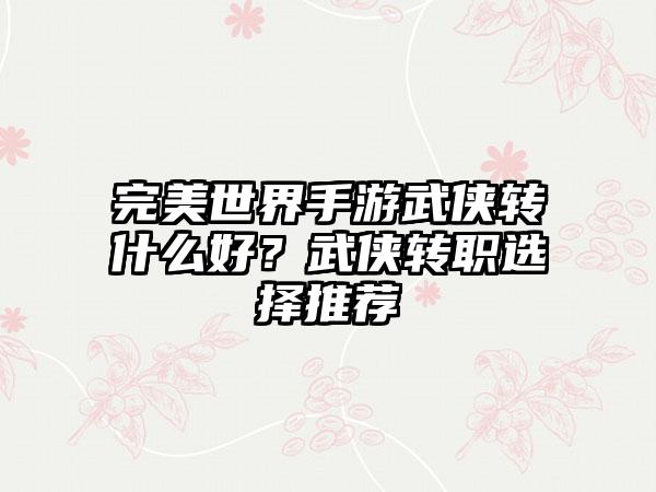 完美世界手游武侠转什么好？武侠转职选择推荐