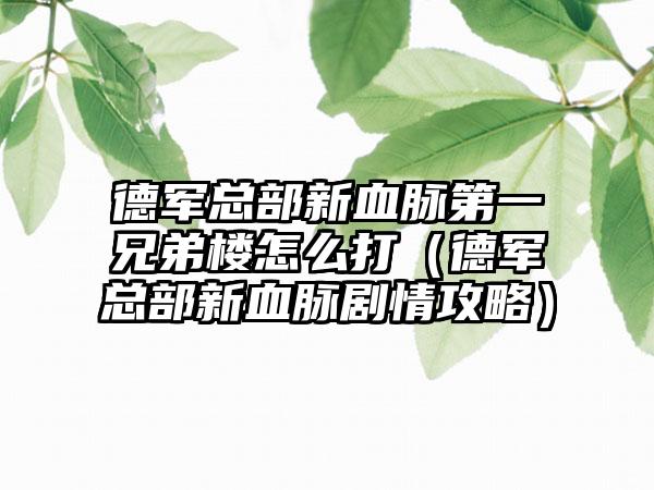 德军总部新血脉第一兄弟楼怎么打（德军总部新血脉剧情攻略）